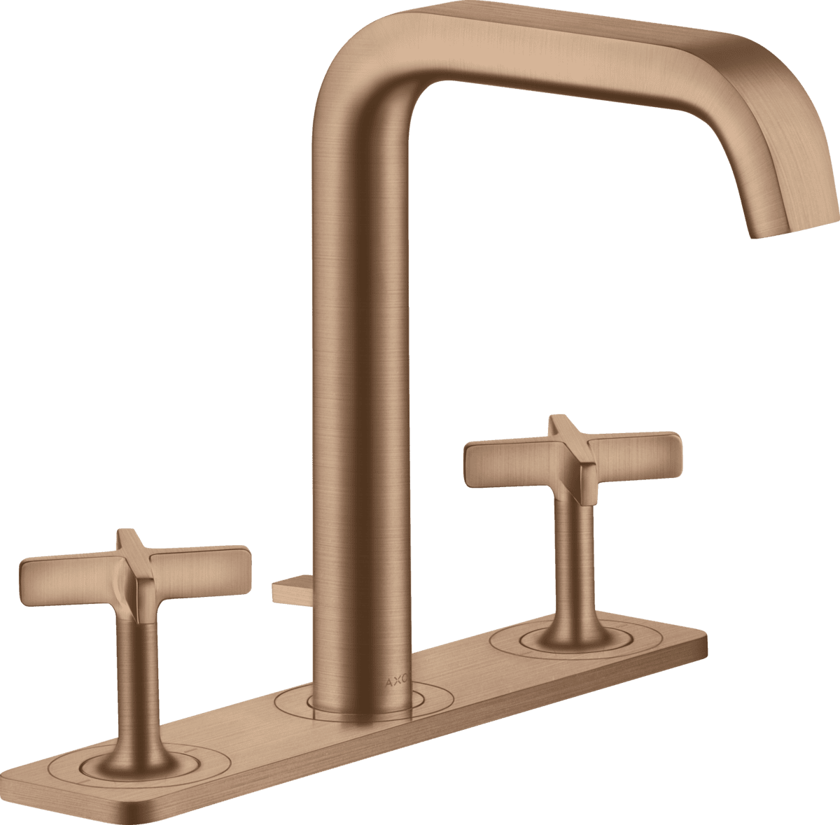 Picture of HANSGROHE AXOR Citterio E 3-hole basin mixer 170 with plate and pop-up waste set #36116310 - Brushed Red Gold