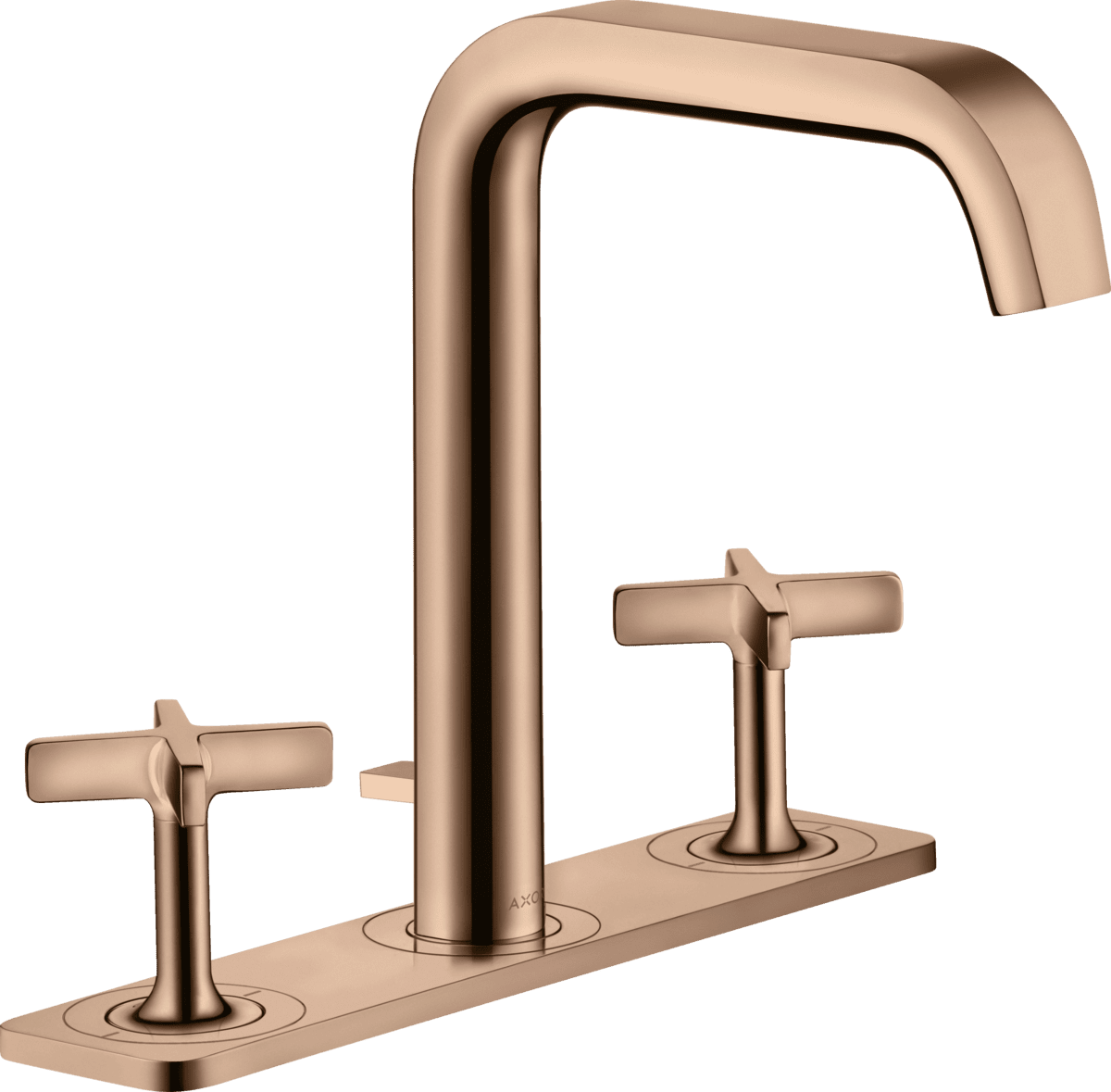 Picture of HANSGROHE AXOR Citterio E 3-hole basin mixer 170 with plate and pop-up waste #36116300 - Polished Red Gold