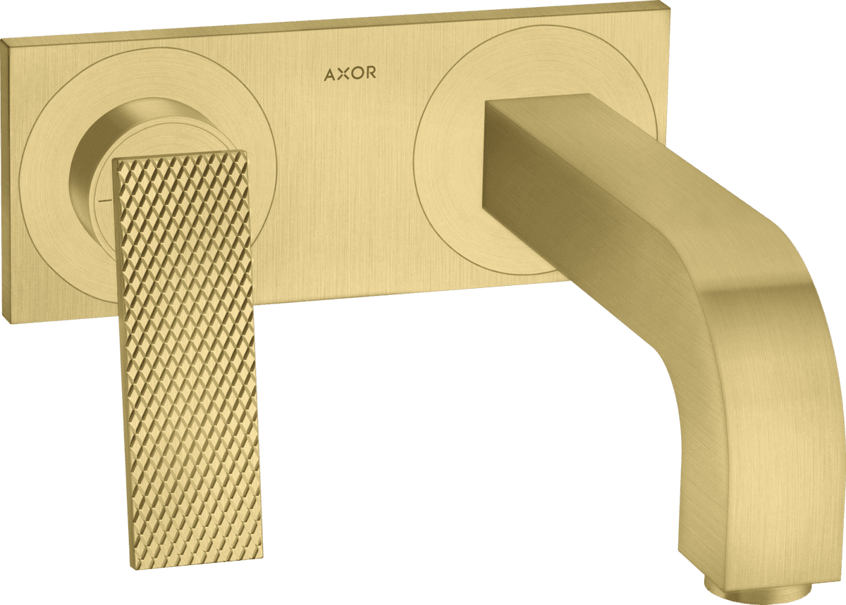 Picture of HANSGROHE AXOR Citterio concealed single-lever basin mixer for wall mounting with lever handle, 220 mm spout and plate - diamond cut #39171950 - Brushed Brass