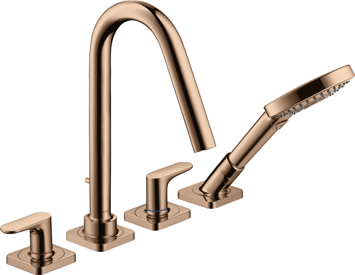Bild von HANSGROHE AXOR Citterio M 4-Loch Fliesenrandarmatur mit Hebelgriffen und Rosetten #34454300 - Polished Red Gold
