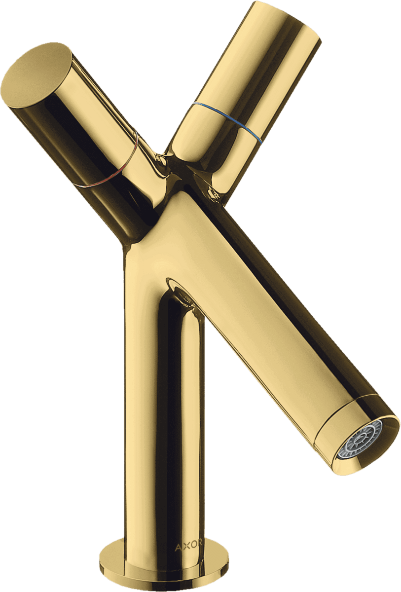Bild von HANSGROHE AXOR Starck 2-Griff Waschtischarmatur 80 mit Zugstangen-Ablaufgarnitur #10030990 - Polished Gold Optic