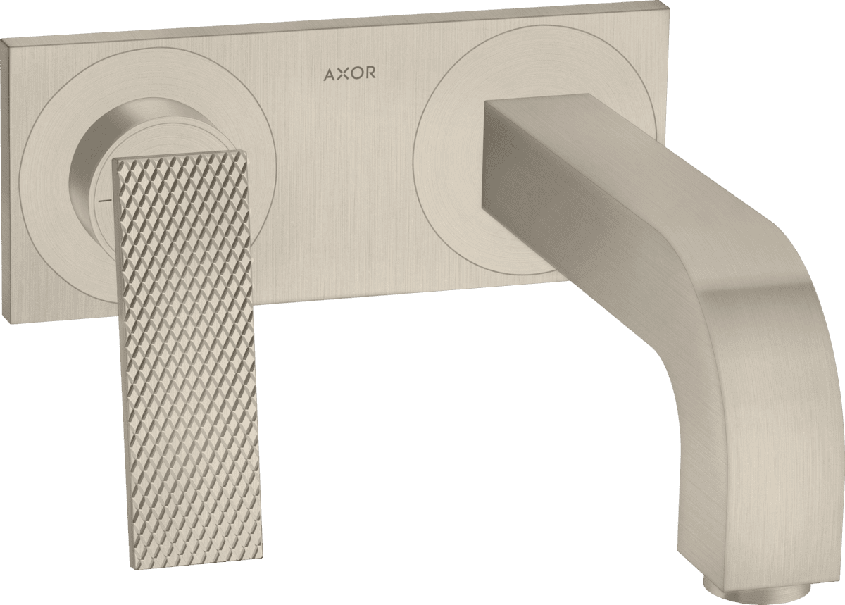 Picture of HANSGROHE AXOR Citterio concealed single-lever basin mixer for wall mounting with lever handle, 220 mm spout and plate - diamond cut #39171820 - Brushed nickel