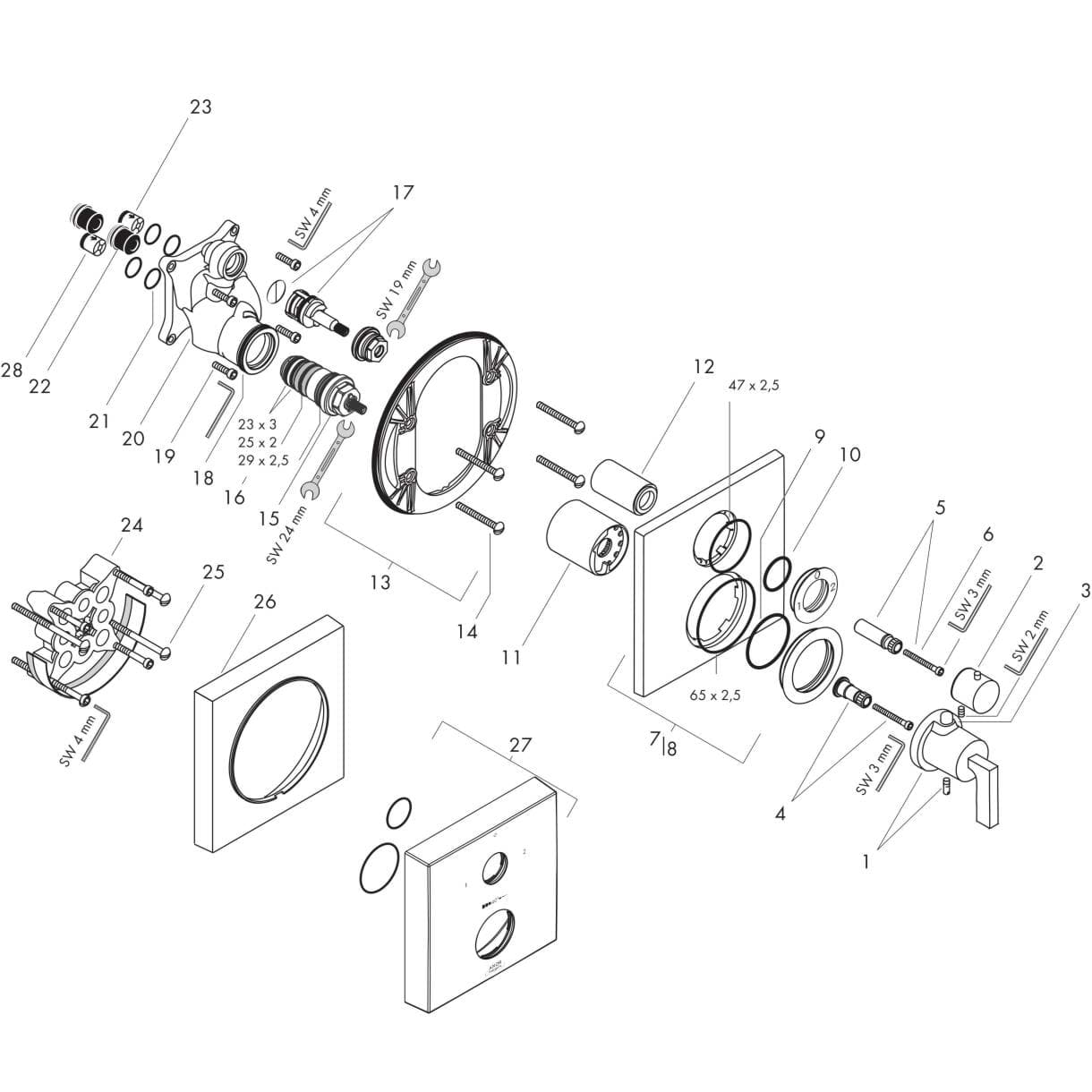 Bild von HANSGROHE AXOR Citterio Thermostat for concealed installation with shut-off/ diverter valve and lever handle Brushed Gold Optic 39720250