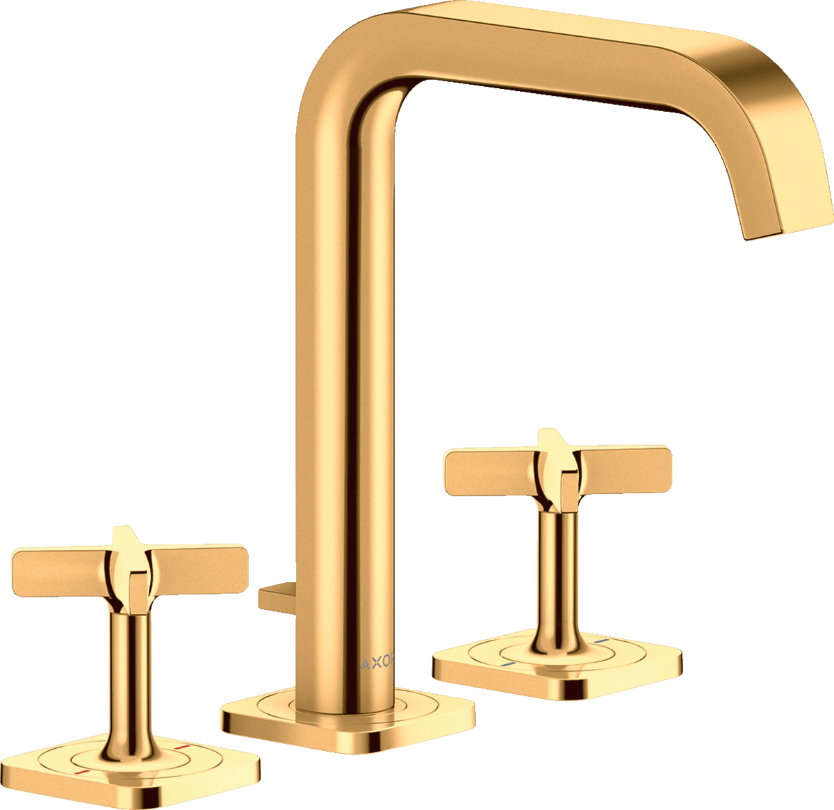 Picture of HANSGROHE AXOR Citterio E 3-hole basin mixer 170 with escutcheons and pop-up waste set #36108990 - Polished Gold Optic