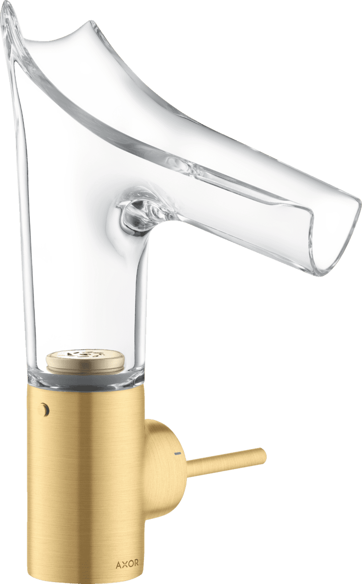 Obrázek HANSGROHE AXOR Starck V jednopáková umyvadlová baterie 140 se skleněnou výpustí a výsuvným odpadem #12112250 - Brushed Gold Optic