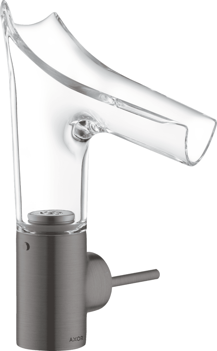 Obrázek HANSGROHE AXOR Starck V jednopáková umyvadlová baterie 140 se skleněnou výpustí a výsuvným odpadem #12112340 - kartáčovaný černý chrom