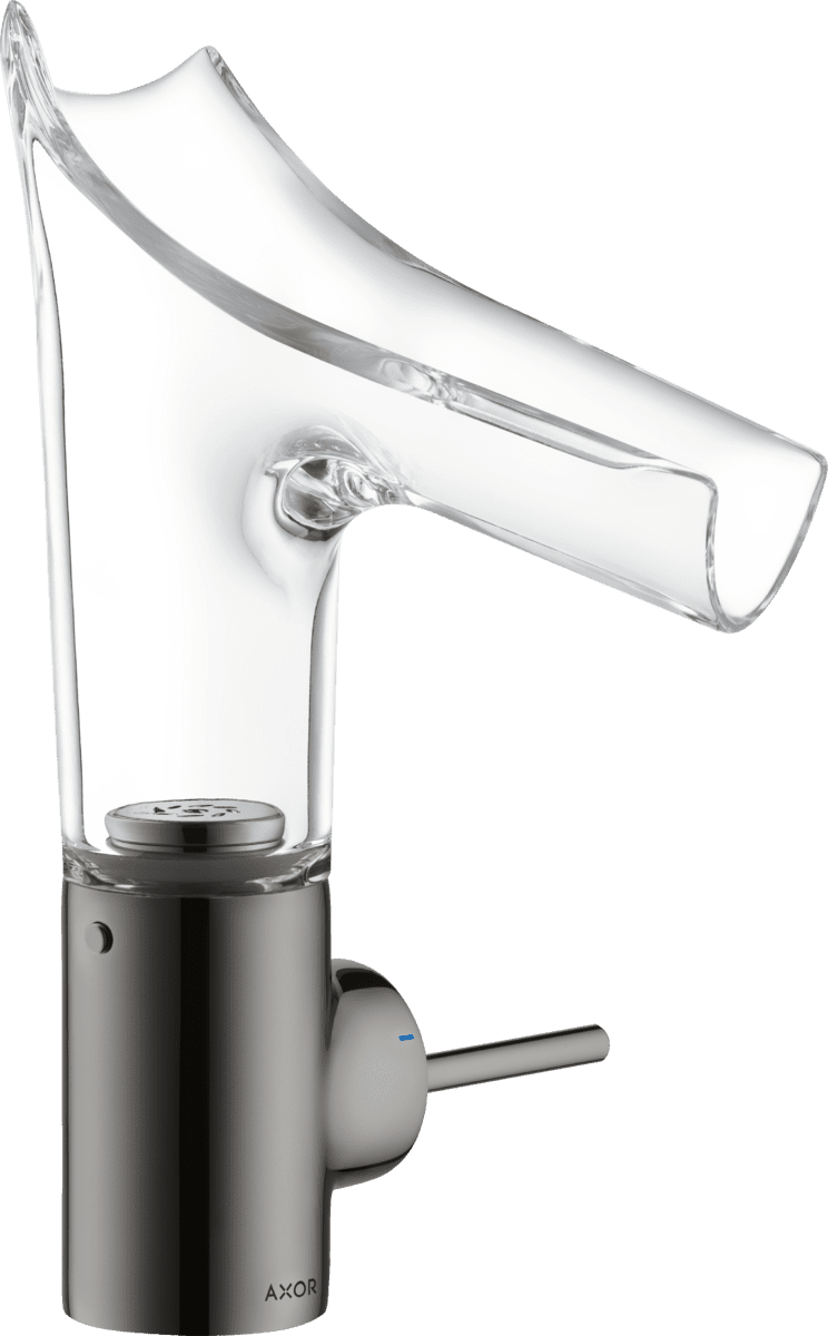 Obrázek HANSGROHE AXOR Starck V jednopáková umyvadlová baterie 140 se skleněnou výpustí a výsuvným odpadem #12112330 - Leštěný černý chrom