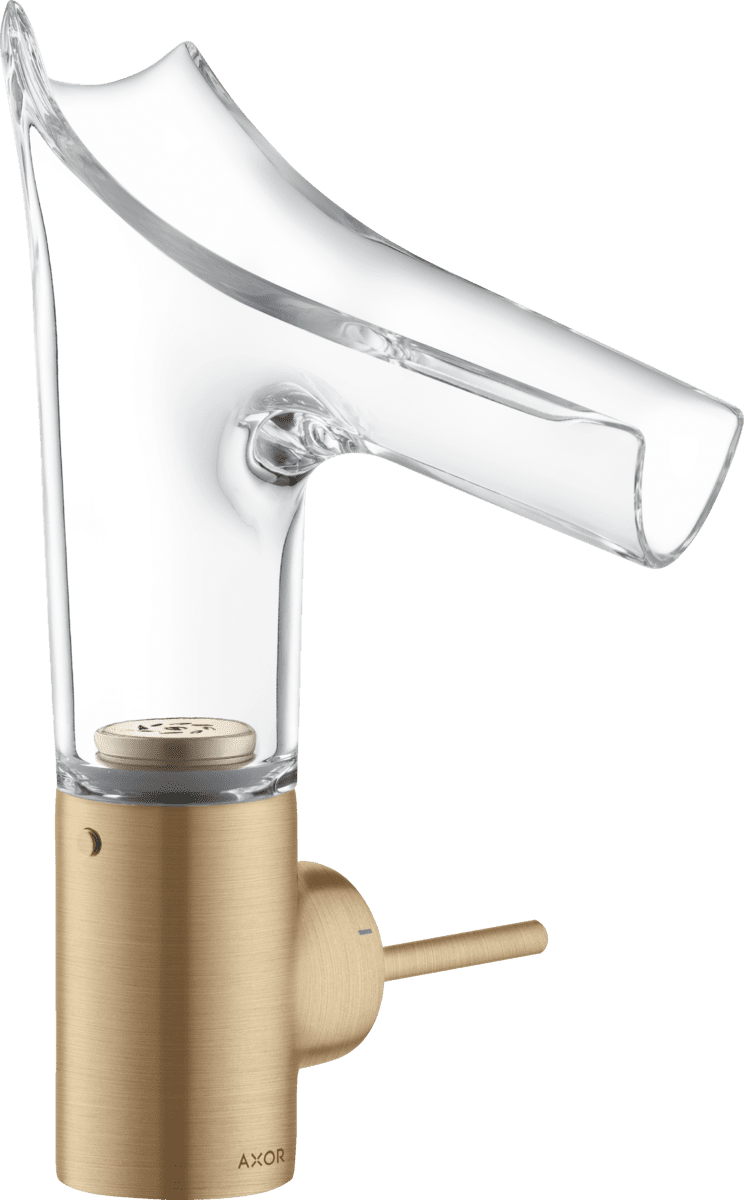 Obrázek HANSGROHE AXOR Starck V jednopáková umyvadlová baterie 140 se skleněnou výpustí a výsuvným odpadem #12112140 - kartáčovaný bronz
