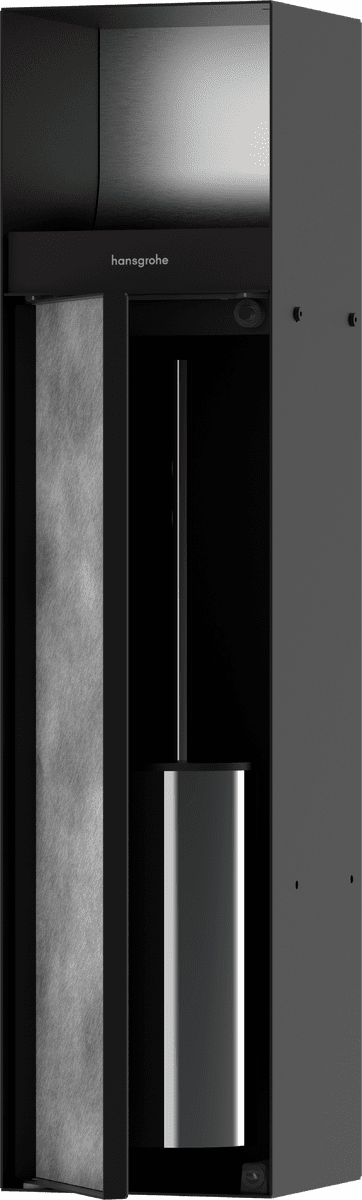 Picture of HANSGROHE XtraStoris Rock Recessed toilet brush holder with toilet paper holder and tileable door #56062670 - Matt Black