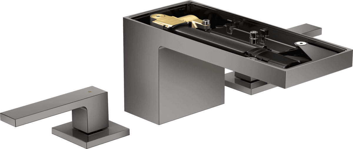 Bild von HANSGROHE AXOR MyEdition 3-Loch Waschtischarmatur 70 mit Push-Open Ablaufgarnitur ohne Platte #47052330 - Polished Black Chrome