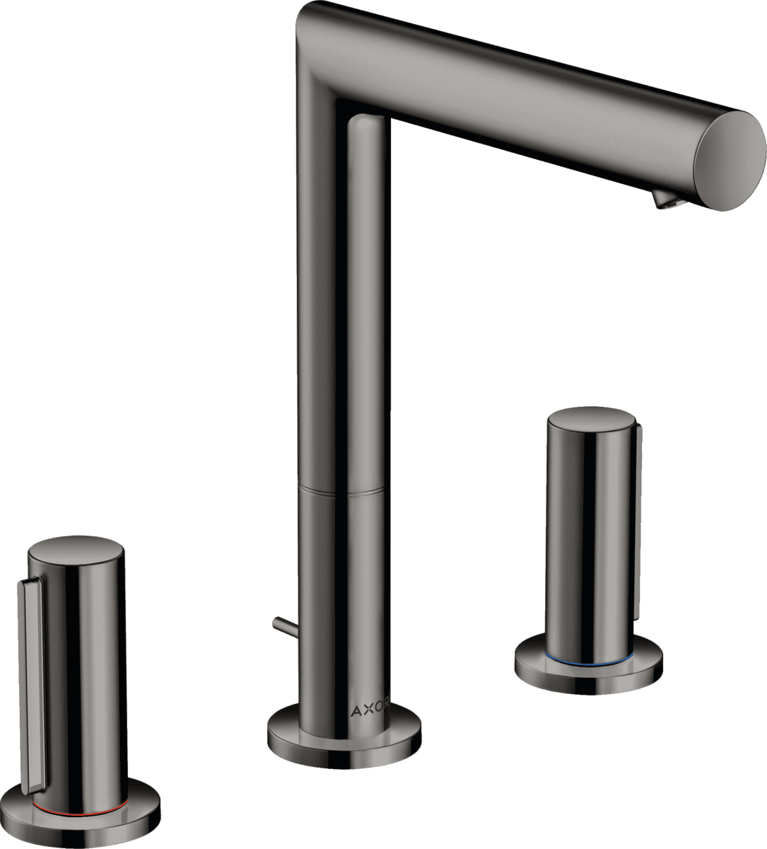Bild von HANSGROHE AXOR Uno 3-Loch Waschtischarmatur 200 mit Zerogriffen und Zugstangen-Ablaufgarnitur #45133330 - Polished Black Chrome