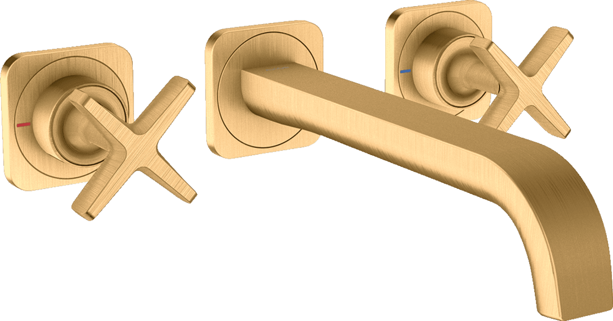Bild von HANSGROHE AXOR Citterio E 3-Loch Waschtischarmatur Unterputz für Wandmontage mit Auslauf 220 mm und Rosetten #36107950 - Brushed Brass