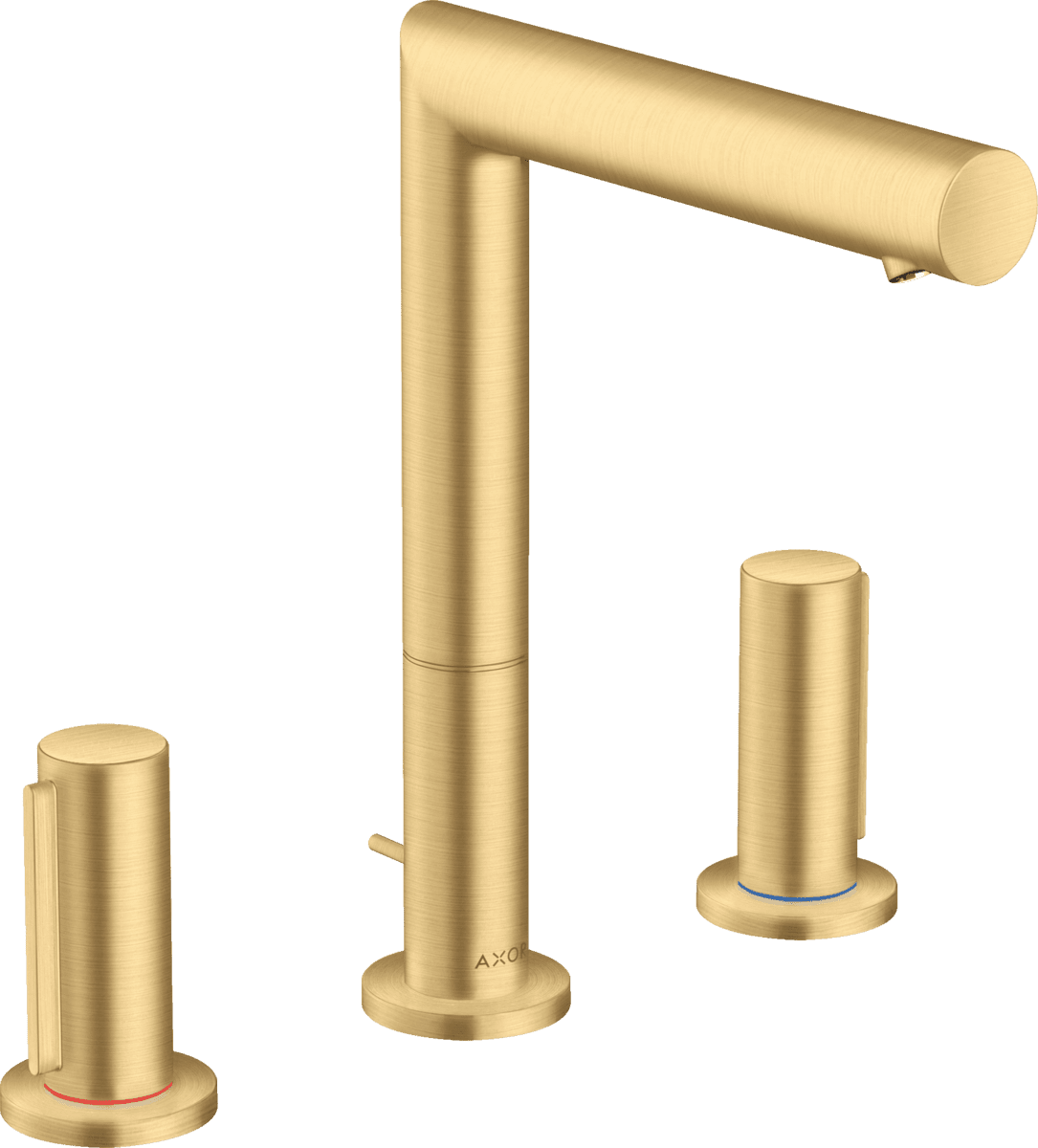 Bild von HANSGROHE AXOR Uno 3-Loch Waschtischarmatur 200 mit Zerogriffen und Zugstangen-Ablaufgarnitur #45133250 - Brushed Gold Optic