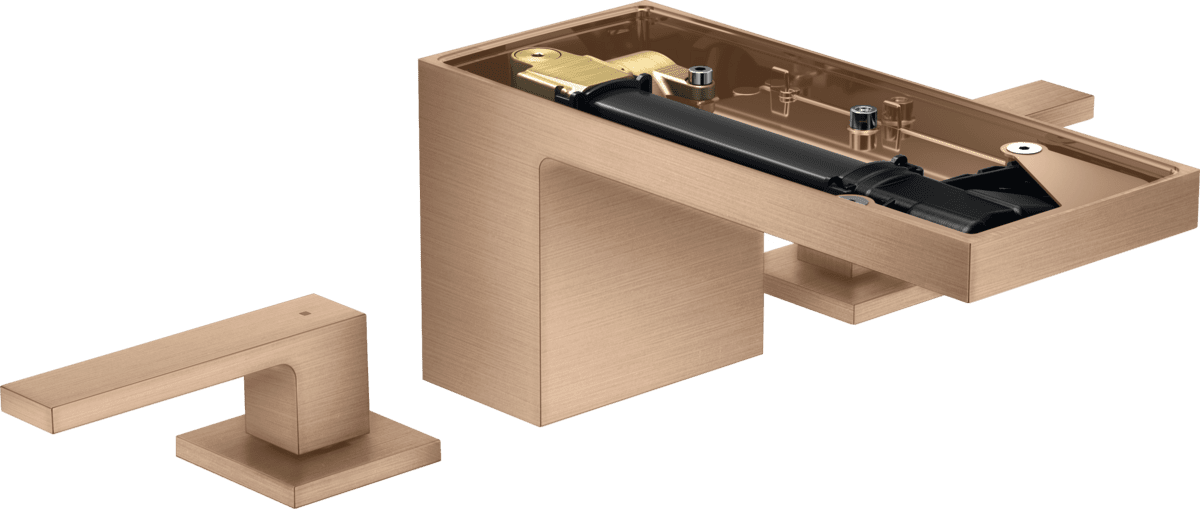 Bild von HANSGROHE AXOR MyEdition 3-Loch Waschtischarmatur 70 mit Push-Open Ablaufgarnitur ohne Platte #47052310 - Brushed Red Gold
