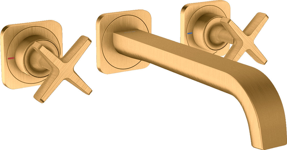 Bild von HANSGROHE AXOR Citterio E 3-Loch Waschtischarmatur Unterputz für Wandmontage mit Auslauf 220 mm und Rosetten #36107250 - Brushed Gold Optic