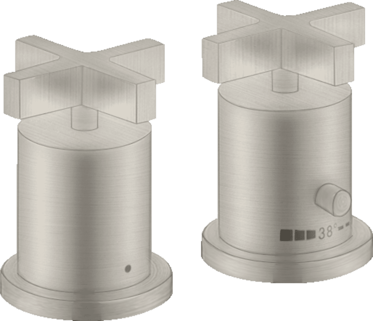 Obrázek HANSGROHE AXOR Citterio 2-otvorová vanová okrajová baterie s termostatem a křížovými rukojeťmi #39480800 - nerezová ocel Optic