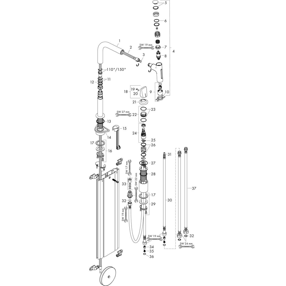 Bild von HANSGROHE Metris Select M71 2-hole single lever kitchen mixer 200, pull-out spray, 2jet, sBox Matt Black 73818670