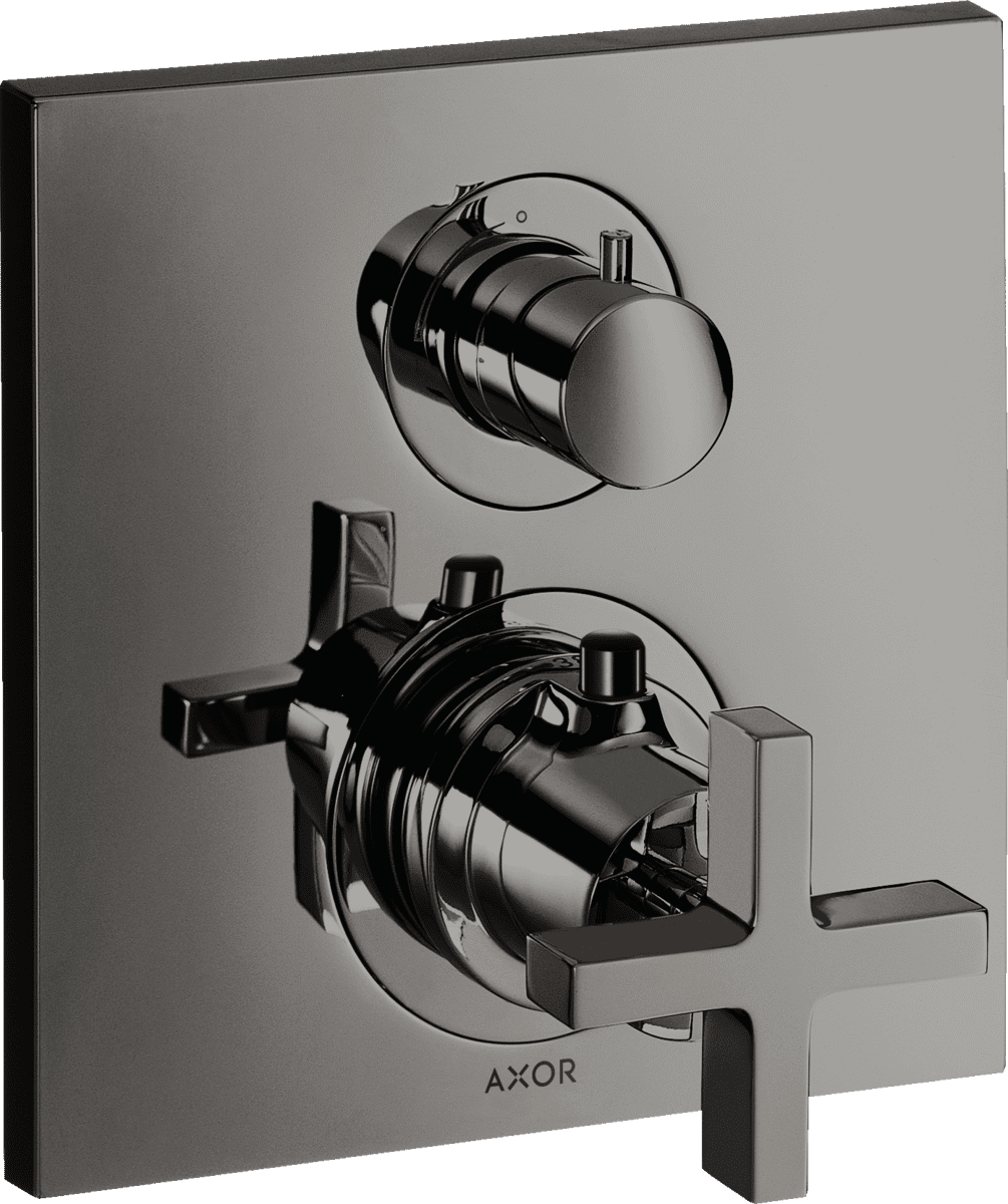 Bild von HANSGROHE AXOR Citterio Thermostat Unterputz mit Absperrventil und Kreuzgriff #39705330 - Polished Black Chrome