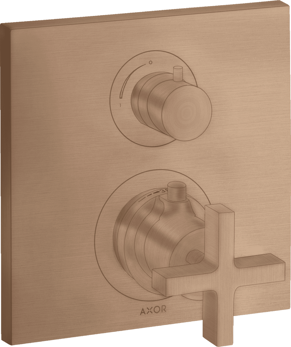 Bild von HANSGROHE AXOR Citterio Thermostat Unterputz mit Absperrventil und Kreuzgriff #39705310 - Brushed Red Gold
