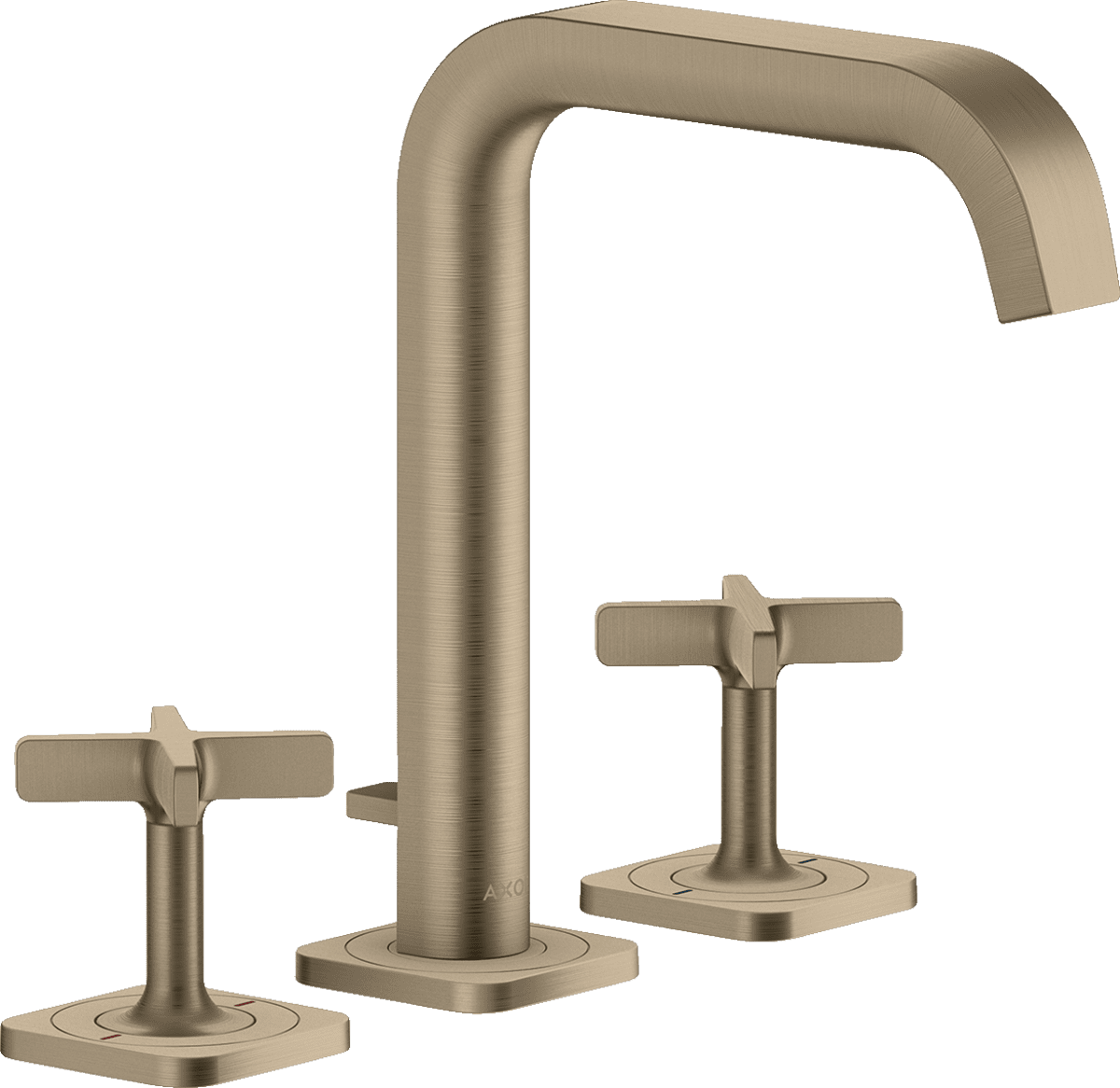 Picture of HANSGROHE AXOR Citterio E 3-hole basin mixer 170 with escutcheons and pop-up waste set #36108820 - Brushed Nickel