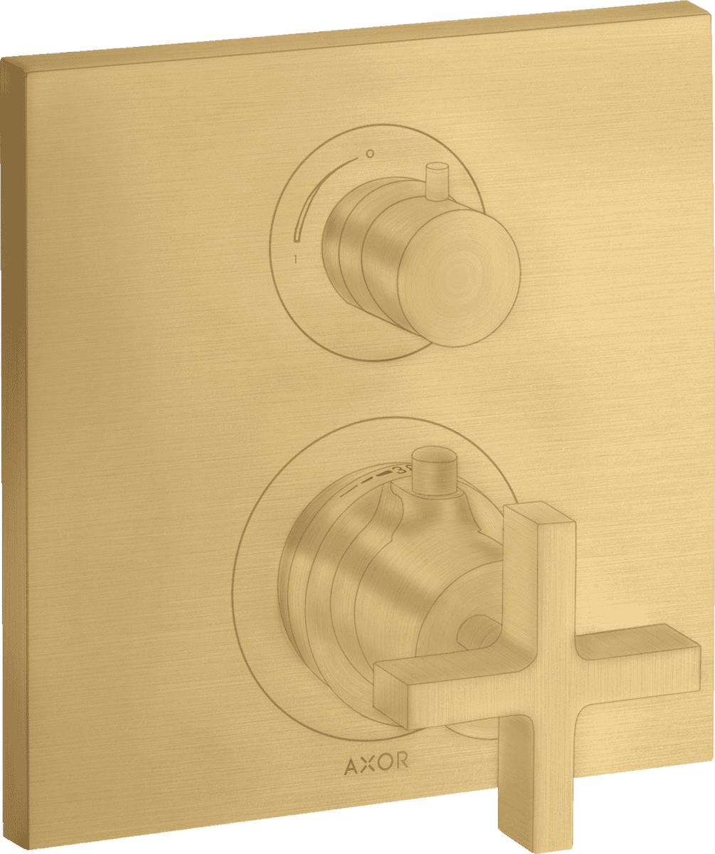 Bild von HANSGROHE AXOR Citterio Thermostat Unterputz mit Absperrventil und Kreuzgriff #39705250 - Brushed Gold Optic