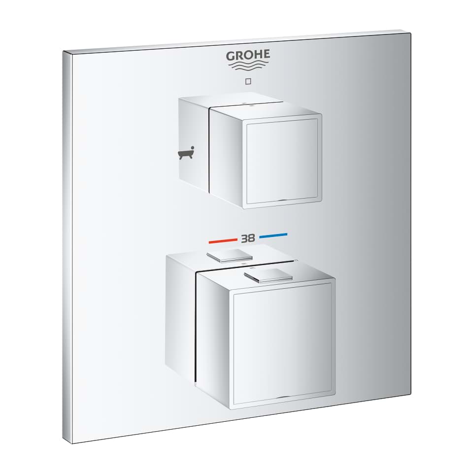 Bild von GROHE Grohtherm Cube Thermostat-Wannenbatterie mit integrierter 2-Wege-Umstellung #24155000 - chrom
