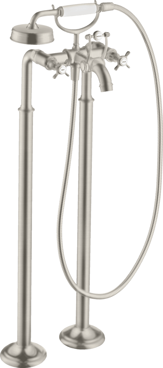 Bild von HANSGROHE AXOR Montreux 2-Griff Wannenarmatur bodenstehend mit Kreuzgriffen #16547800 - Edelstahl Optic
