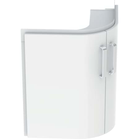 Picture of GEBERIT Renova Compact vanity unit for corner washbasin, with two doors #862151000 - Body: light grey / matt lacquered Front: light grey / high-gloss lacquered
