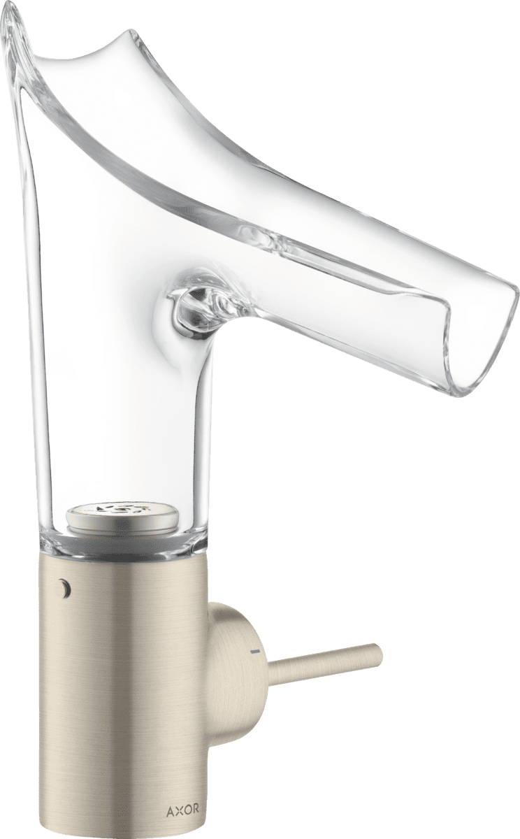 Obrázek HANSGROHE Jednopáková umyvadlová baterie AXOR Starck V 140 se skleněnou výpustí a výsuvným odpadem #12112820 - kartáčovaný nikl