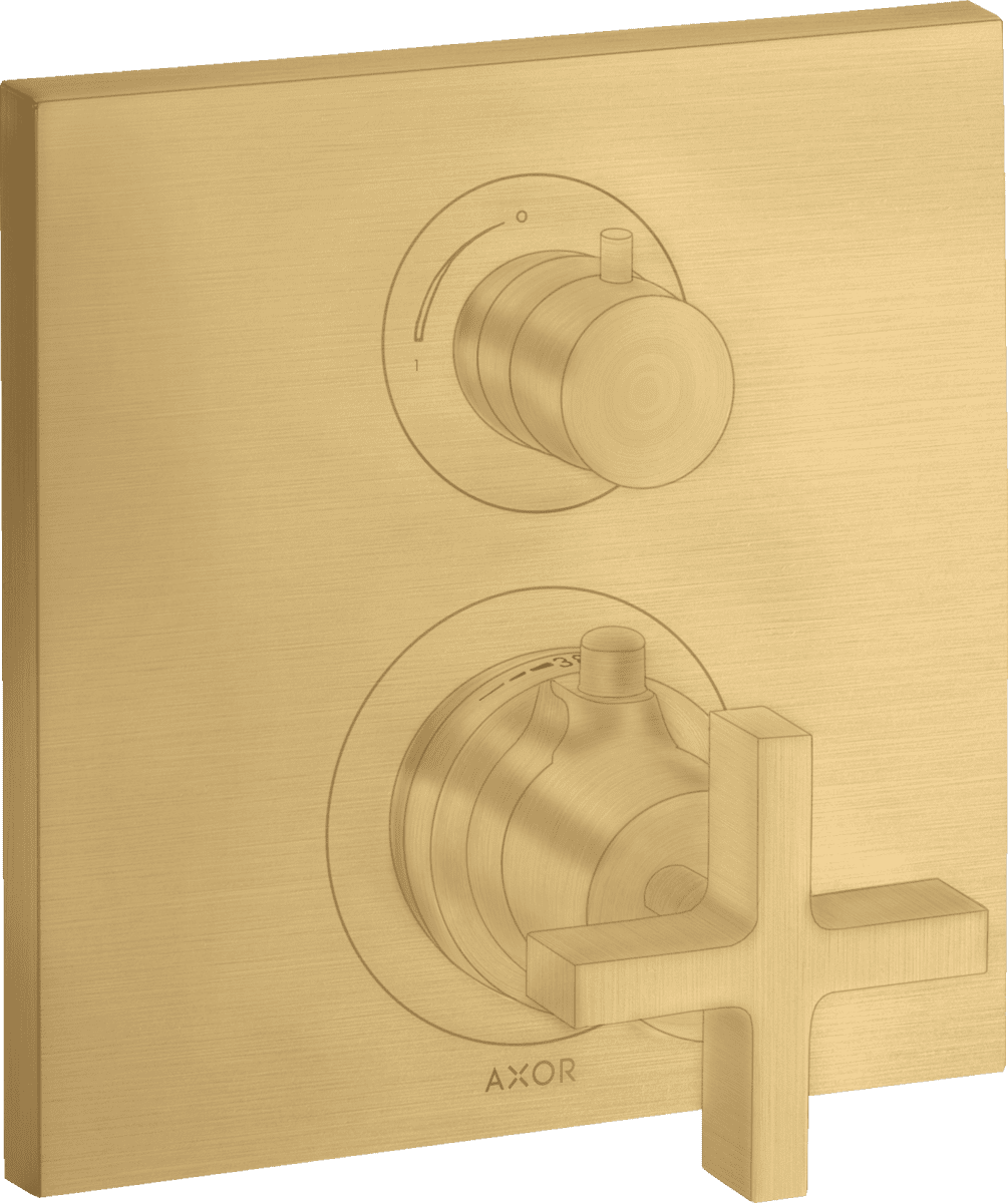 Bild von HANSGROHE AXOR Citterio Thermostat Unterputz mit Ab- und Umstellventil und Kreuzgriff #39725250 - Brushed Gold Optic
