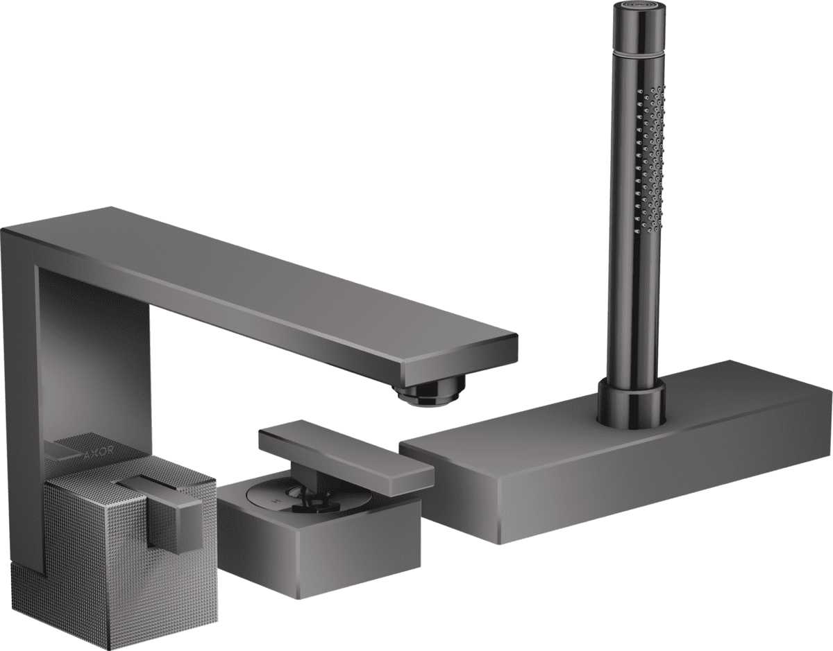 Bild von HANSGROHE AXOR Edge 3-Loch Einhebel-Wannenrandmischer - Diamantschliff #46431330 - Polished Black Chrome