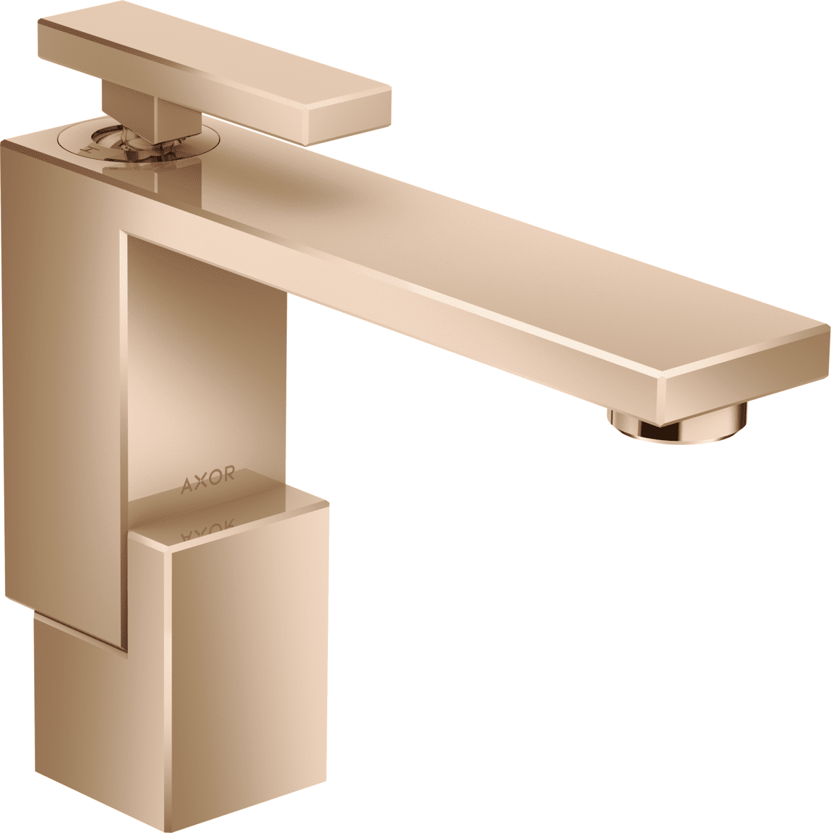 Bild von HANSGROHE AXOR Edge Einhebel-Waschtischmischer 130 mit Push-Open Ablaufgarnitur #46010300 - Polished Red Gold