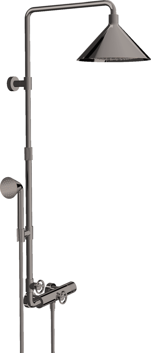 Bild von HANSGROHE AXOR Showers/Front Showerpipe mit Thermostat und Kopfbrause 240 2jet #26020330 - Polished Black Chrome