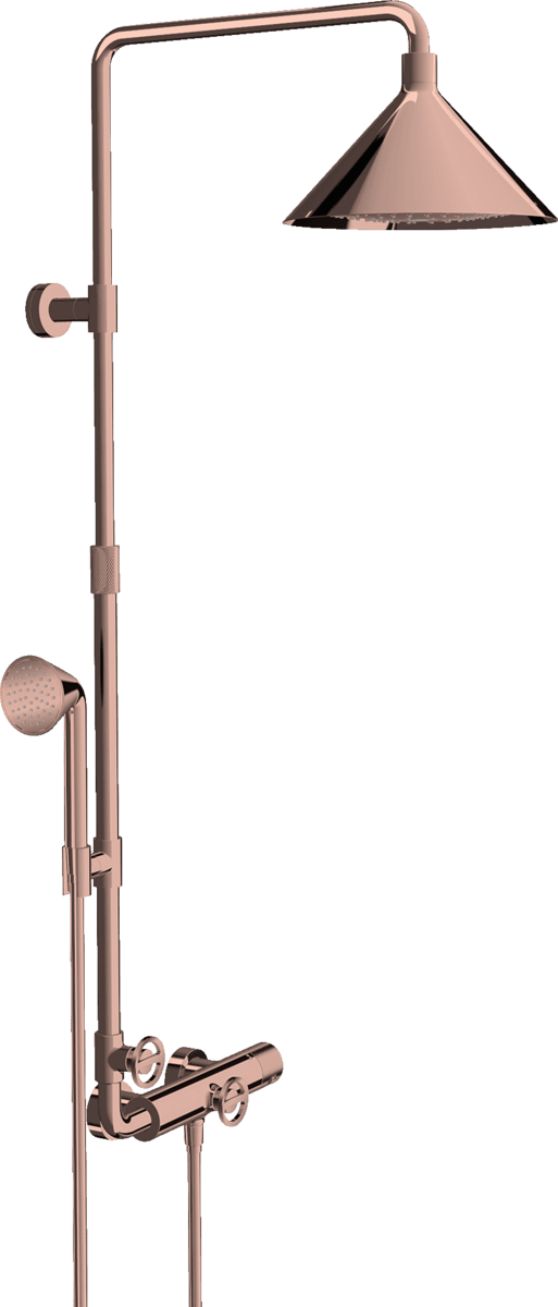 Bild von HANSGROHE AXOR Showers/Front Showerpipe mit Thermostat und Kopfbrause 240 2jet #26020300 - Polished Red Gold