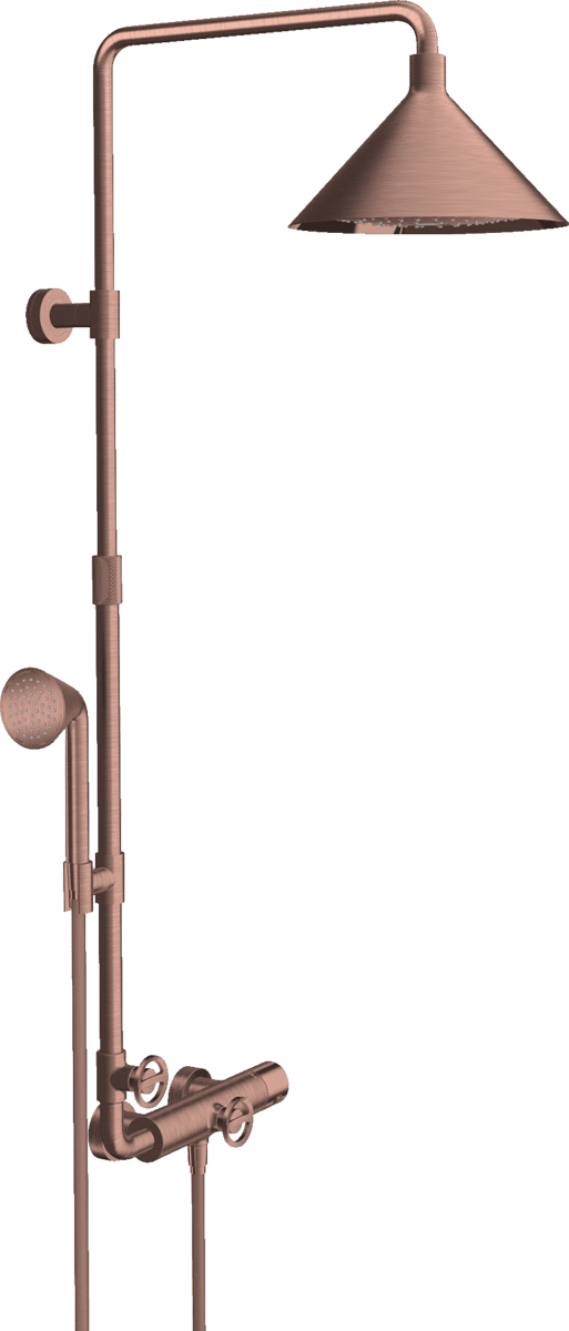 Bild von HANSGROHE AXOR Showers/Front Showerpipe mit Thermostat und Kopfbrause 240 2jet #26020310 - Brushed Red Gold
