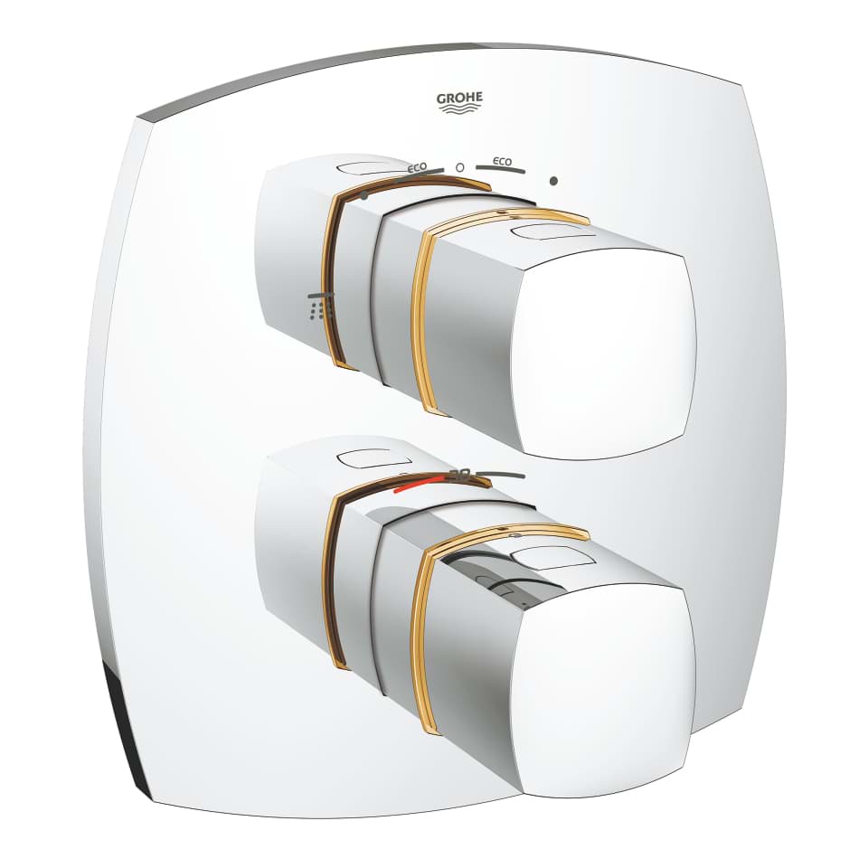 Picture of GROHE Grandera Thermostatic shower mixer with integrated 2-way diverter chrome/gold #19937IG0