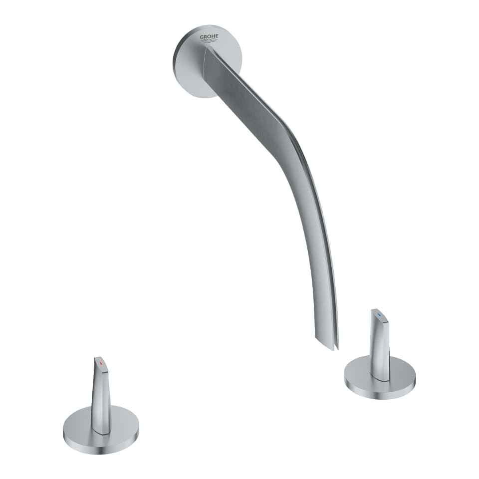 Bild von GROHE Atrio Icon 3D 3-Loch-Waschtisch-Wandbatterie #20614SD0 - edelstahl