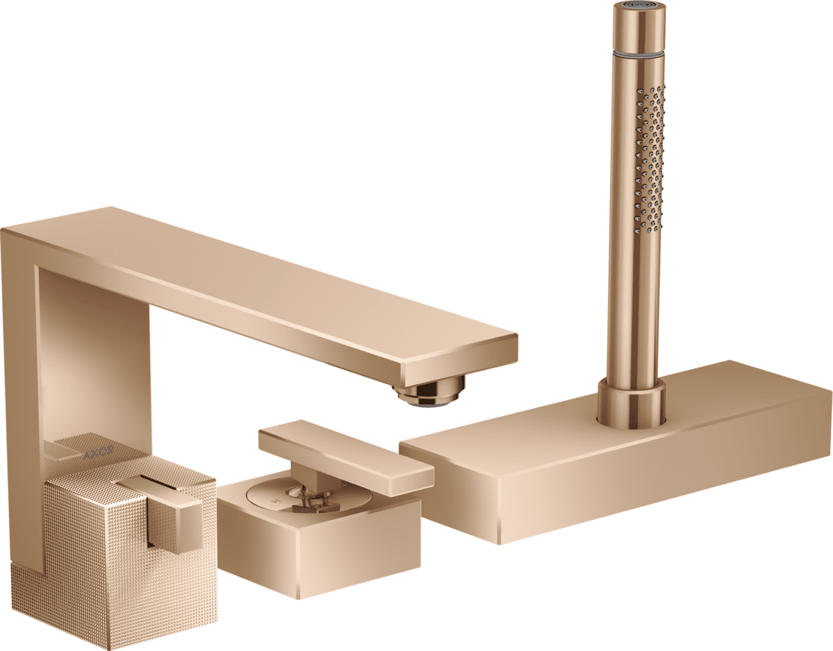 Bild von HANSGROHE AXOR Edge 3-Loch Einhebel-Wannenrandmischer - Diamantschliff #46431300 - Polished Red Gold