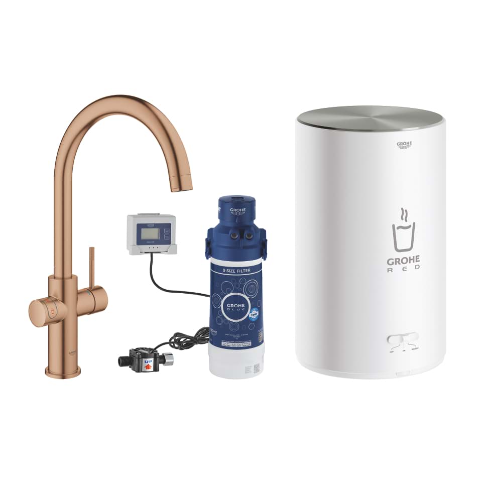Bild von GROHE Red Duo Armatur und Boiler Größe M #30083DL1 - warm sunset gebürstet