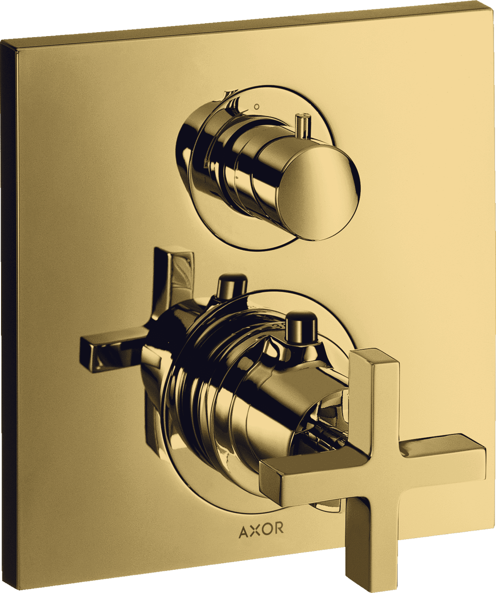 Bild von HANSGROHE AXOR Citterio Thermostat Unterputz mit Absperrventil und Kreuzgriff #39705990 - Polished Gold Optic
