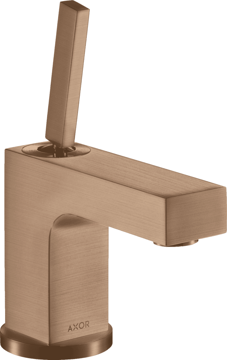 Bild von HANSGROHE AXOR Citterio Einhebel-Waschtischmischer 80 mit Pingriff für Handwaschbecken mit Zugstangen-Ablaufgarnitur #39015310 - Brushed Red Gold