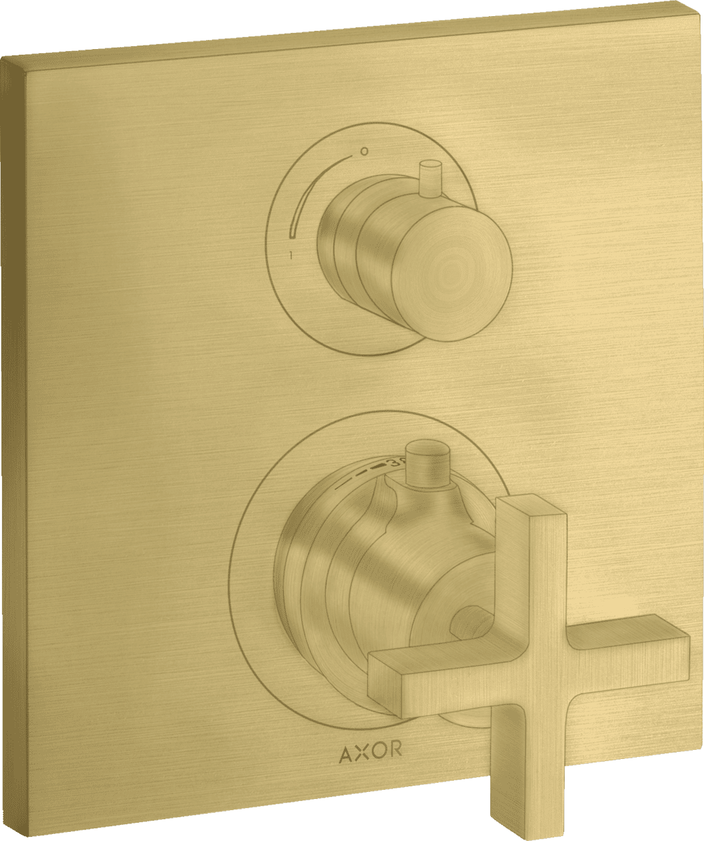 Bild von HANSGROHE AXOR Citterio Thermostat Unterputz mit Absperrventil und Kreuzgriff #39705950 - Brushed Brass