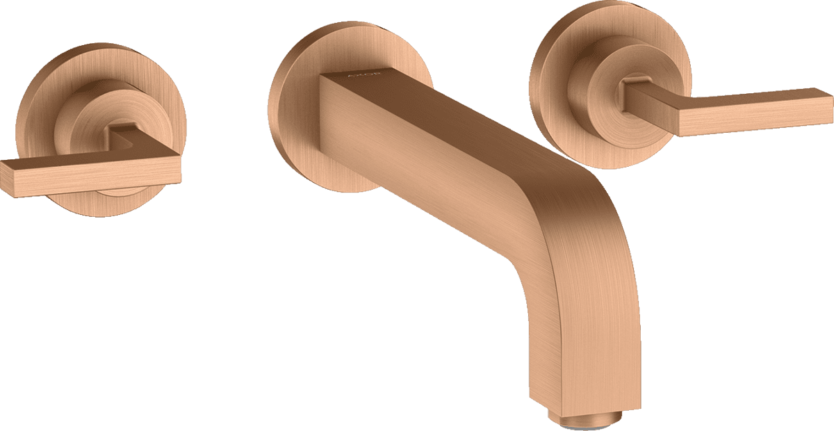 Bild von HANSGROHE AXOR Citterio 3-Loch Waschtischarmatur Unterputz für Wandmontage mit Auslauf 222 mm, Hebelgriffen und Rosetten #39147140 - Brushed Bronze
