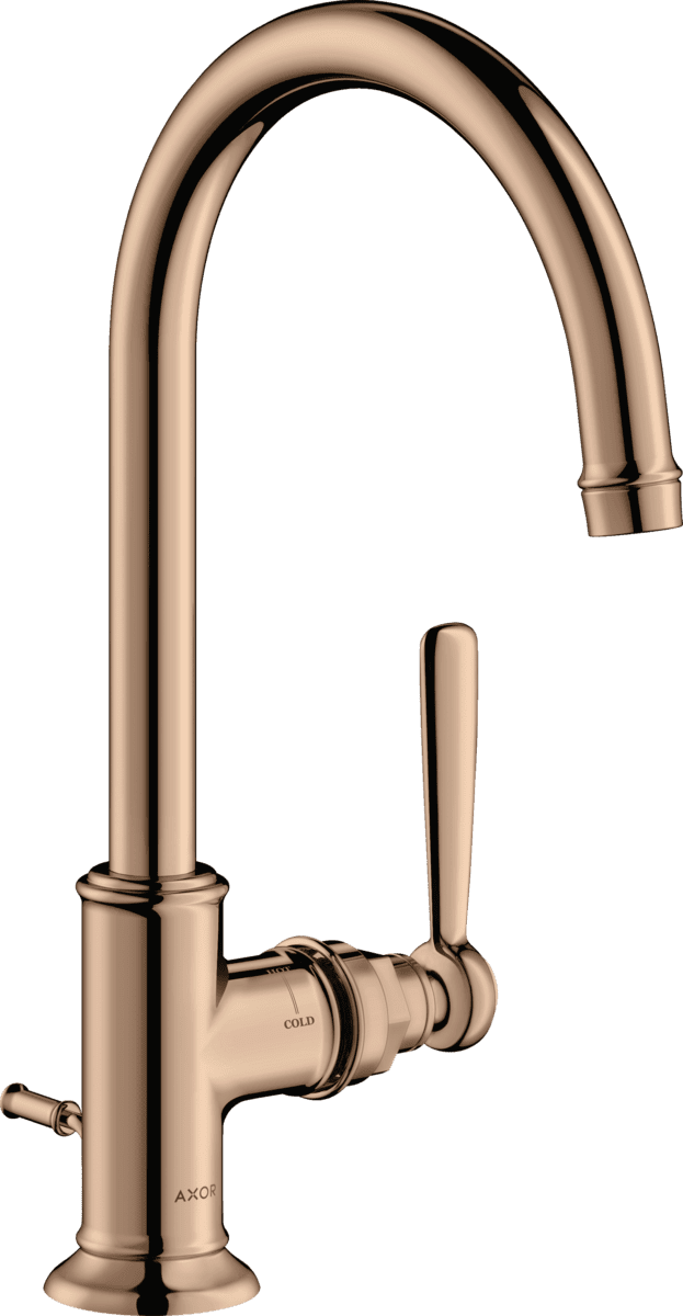Bild von HANSGROHE AXOR Montreux Einhebel-Waschtischmischer 210 mit Hebelgriff und Zugstangen-Ablaufgarnitur #16517300 - Polished Red Gold