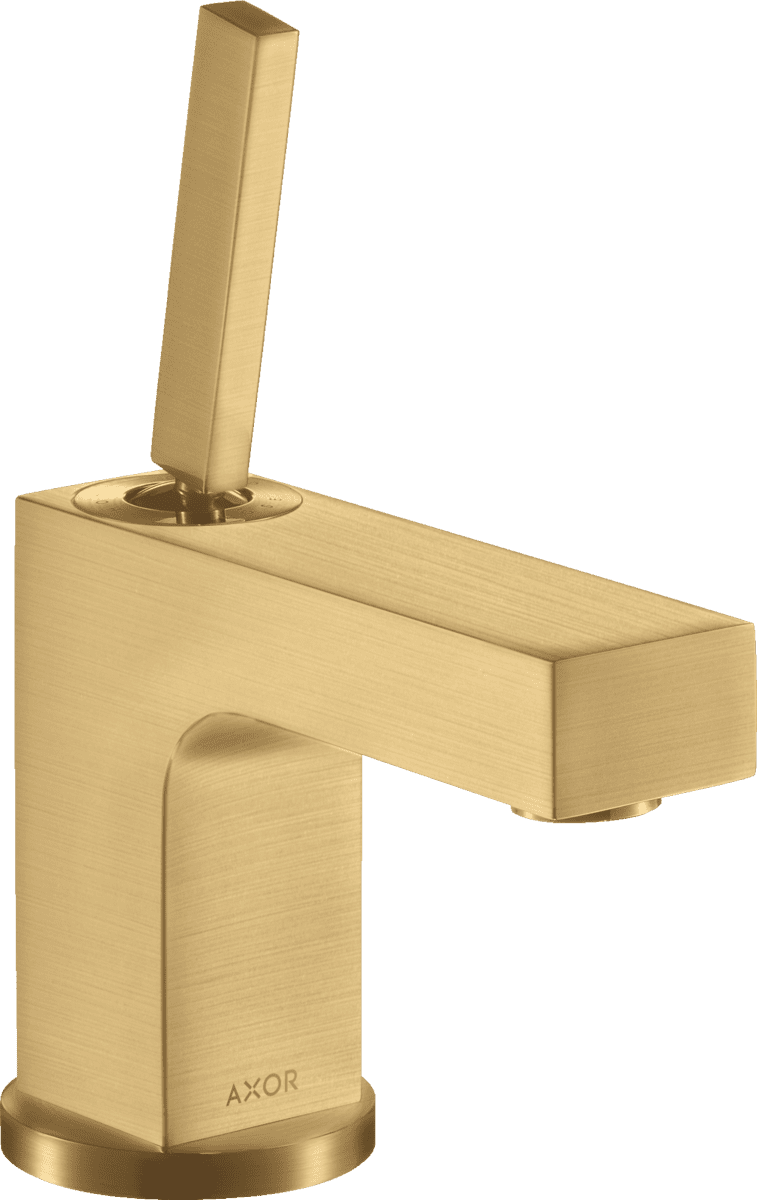 Bild von HANSGROHE AXOR Citterio Einhebel-Waschtischmischer 80 mit Pingriff für Handwaschbecken mit Zugstangen-Ablaufgarnitur #39015250 - Brushed Gold Optic