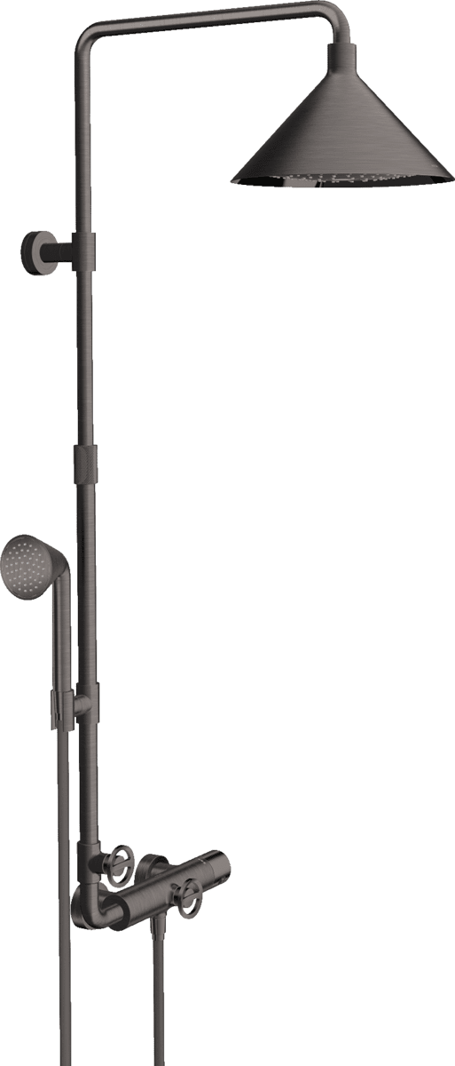 Bild von HANSGROHE AXOR Showers/Front Showerpipe mit Thermostat und Kopfbrause 240 2jet #26020340 - Brushed Black Chrome