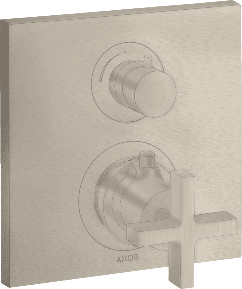 Bild von HANSGROHE AXOR Citterio Thermostat Unterputz mit Absperrventil und Kreuzgriff #39705820 - Brushed Nickel