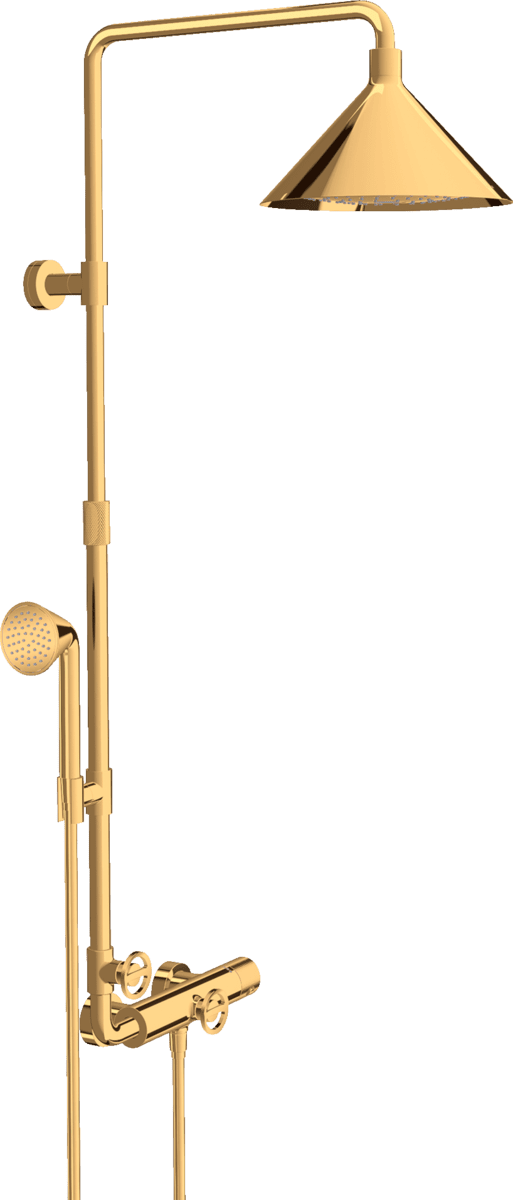 Bild von HANSGROHE AXOR Showers/Front Showerpipe mit Thermostat und Kopfbrause 240 2jet #26020990 - Polished Gold Optic