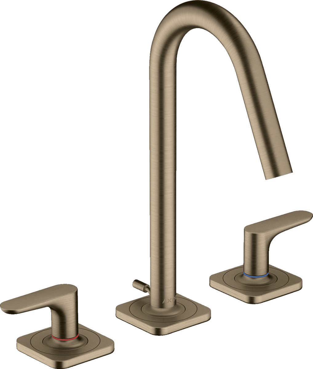 Bild von HANSGROHE AXOR Citterio M 3-Loch Waschtischarmatur 160 mit Hebelgriffen, Rosetten und Zugstangen-Ablaufgarnitur #34133820 - Brushed Nickel