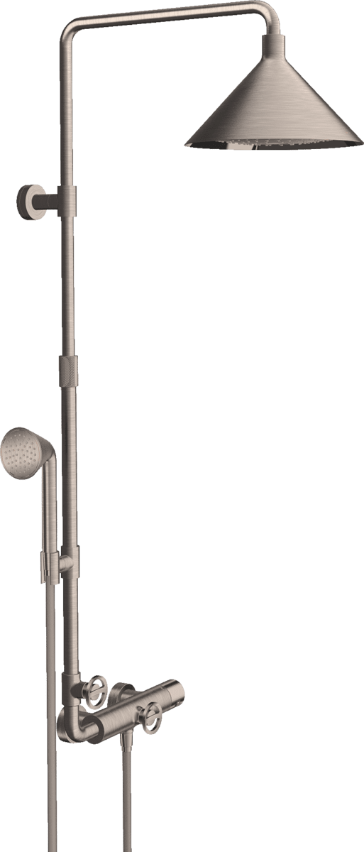 Bild von HANSGROHE AXOR Showers/Front Showerpipe mit Thermostat und Kopfbrause 240 2jet #26020800 - Edelstahl Optic